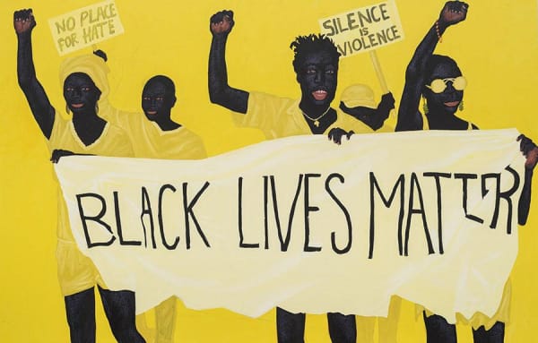 Kwesi Botchway, blacklivesmatter (divine protestings), 2020, acrylic on canvas. Courtesy: the artist and Gallery 1957, London/Accra