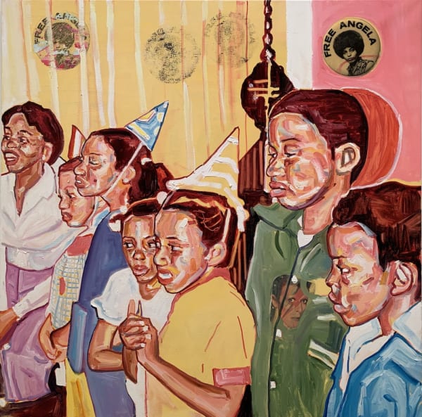 I Was There When It Happened, Oil, ink, and xerox transfer on linen, 51” x 51”, 2019
