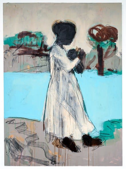 Ferrari Sheppard, The Promise, 2020. Acrylic and charcoal on canvas, 84 x 60 inches. Courtesy the artist and Wilding Cran...