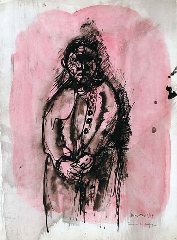 Ettore Fico, Figura, 1967, tempera e inchiostro di china su carta, 50x35 cm
