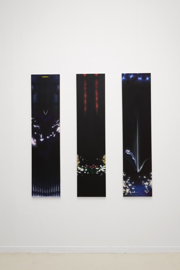Natacha Donzé, Commodity zero | Emissions of decline | General armor facility, 2020, Acrylique sur toile, 150 × 35 cm, Courtoisie de l’artiste et Parliament.