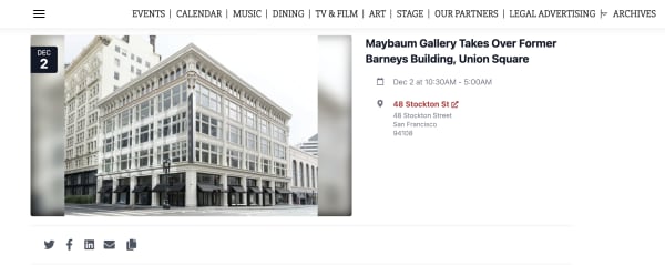 Maybaum Gallery's Barneys Lease | SF Weekly