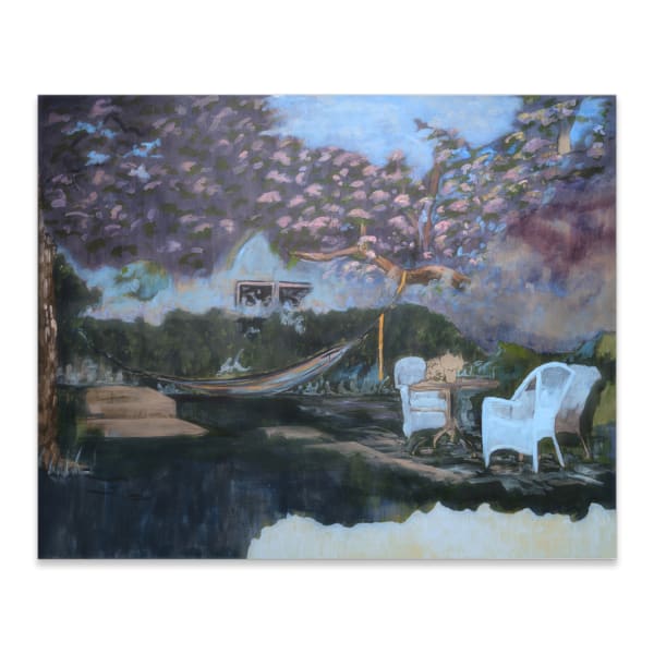 Emmanuel Osahor Hammock at Dusk, 2025 distemper on linen 72 x 90 in.