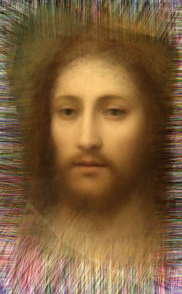 Hope - Thirteen million dollars’ worth of paintings containing the image of Christ sold at auction, 2014 Chromogenic Colour Print, Electroluminescent Paper, Half-silvered Acrylic 23 3/5 × 16 1/2 in 60 × 42 cm