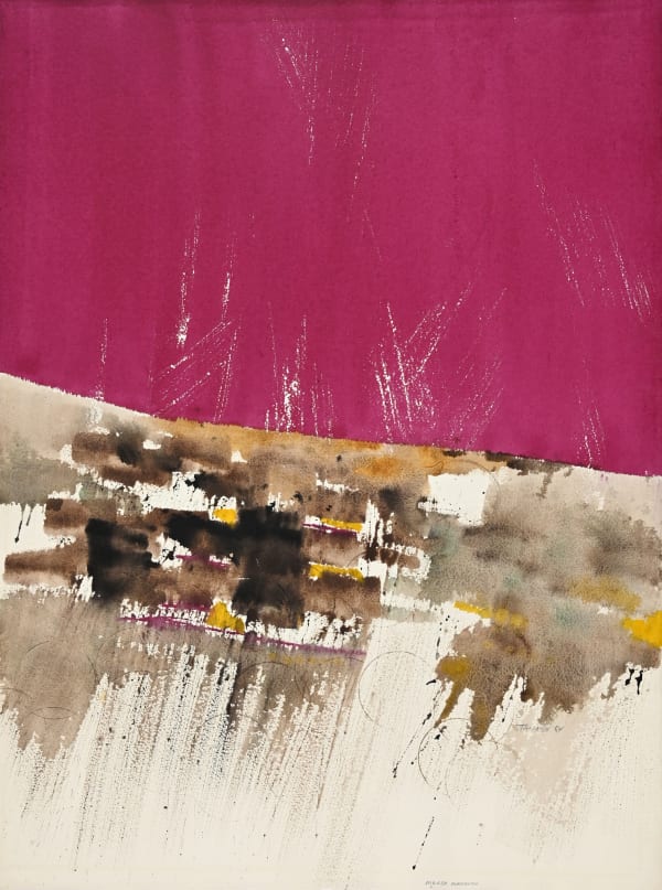 TAKAO TANABE Marsh Magenta, 1964 acrylic on paper 30 3/4 x 23 in.