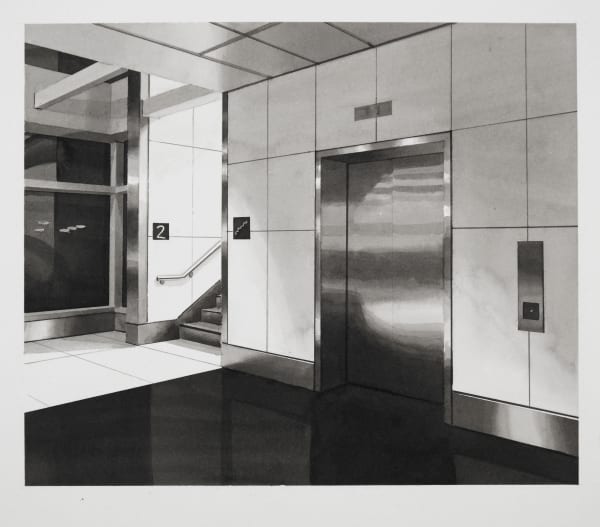 PETER HARRIS Airport Study 2, 2024 India ink on paper 10 1/4 x 12 1/8 in.