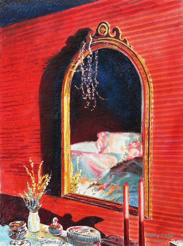 MARY PRATT My Mother's Mirror in My Bedroom, 2000 mixed media on paper on canvas 30 x 21 7/8 in.