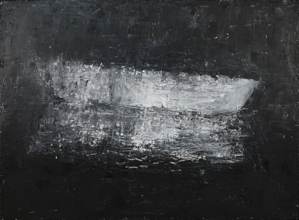 KAREN THOMSON Night Boat II, 2022 oil and beeswax on panel 36 x 48 in.