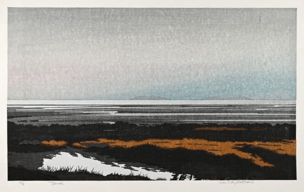 TAKAO TANABE Low Tide/Rathtrevor, 1990 original signed woodblock print 15 x 24 3/4 in. ed. 50