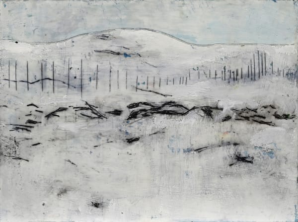 KAREN THOMSON Fence, Far North, 2021 oil and beeswax on panel 12 x 16 in.