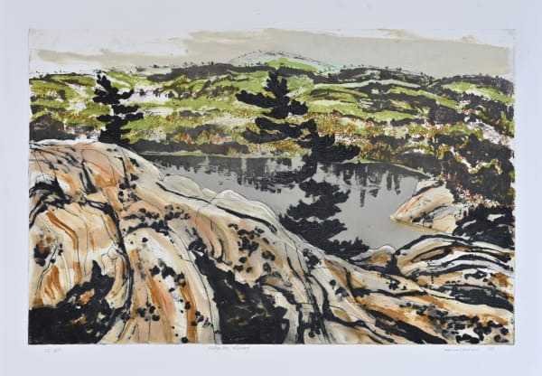 ED BARTRAM Portage Pool, Killarney , 1999 original carborundum print with monoprinting 23 3/4 x 38 1/2 in. VE W.P.