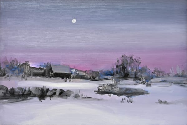 SIMON ANDREW Winter Settlement, 2023 oil on canvas 24 x 36 in.