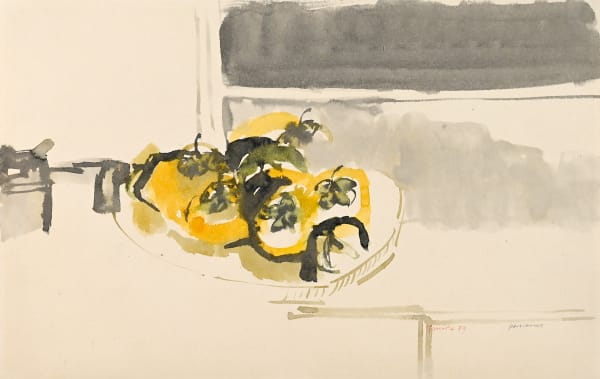 TAKAO TANABE Persimmons, Tokyo, 1959 sumi ink and watercolour on paper 12 x 19 in.