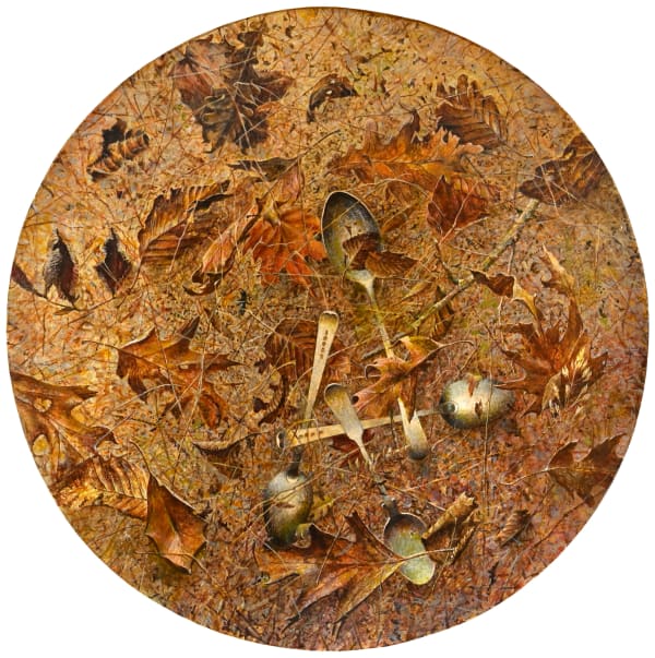 TOM FORRESTALL Lost Now Found, 2017 - 2023 acrylic on board 18 in. diameter