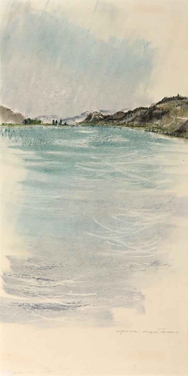 TAKAO TANABE Ruffled Lake, Osoyoos, 1959 pastel on paper 23 3/4 x 11 3/8 in.
