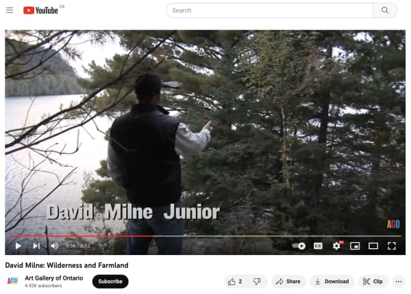 David Milne: Wilderness and Farmland Please cut & paste: https://www.youtube.com/watch?v=9znWp0kOVvE