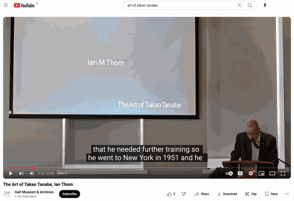 The Art of Takao Tanabe, Ian Thom Please cut & paste: https://www.youtube.com/watch?v=RXD_AmzNfIg