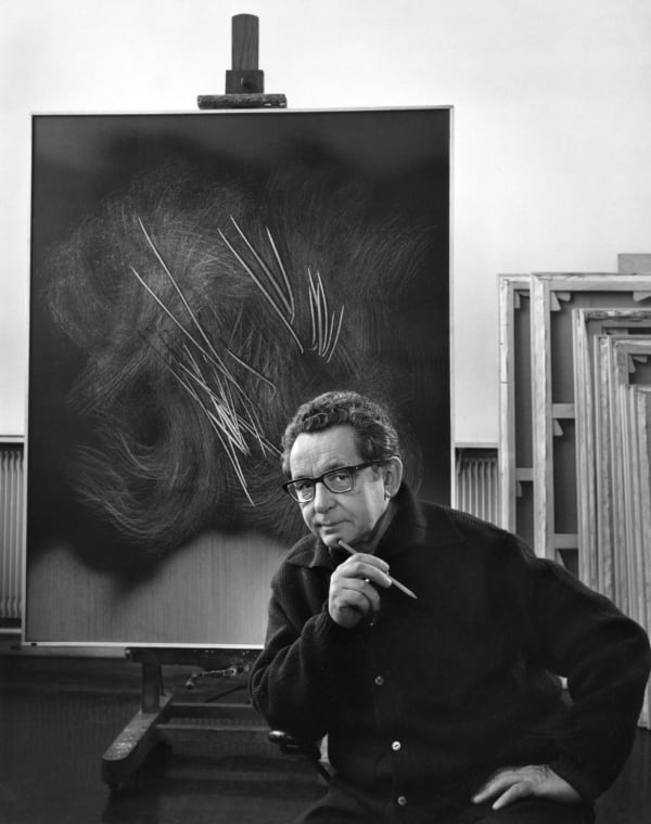 Hans Hartung in his studio, 1965. Photo by Yousuf Karsh