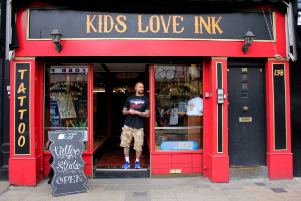 Marcus at Kids Love Ink, 138 Deptford High Street, Photo by Mark Shackleton, 2015