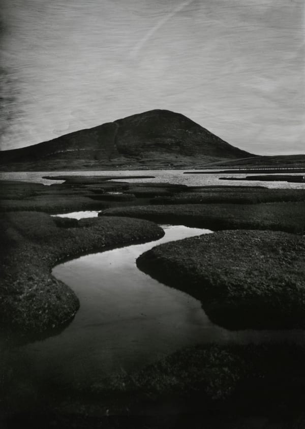 Alex Boyd,Toe Head, The Isle of Harris This image, made on the Isle of Harris in the Outer Hebrides shows the hill of Ceapabhal on the Toe Head peninsula., Big black and white landscape print, framed in original vintage frame from the Scottish castle, ava