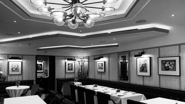 A selection of early works by Michael G Jackson on show at Margot restaurant in Covent Garden, London