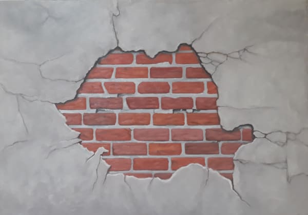 Adrian Preda Romania Shattered Wall 2018 Oil On Canvas 70 X 100 Cm Price 3000 Euro