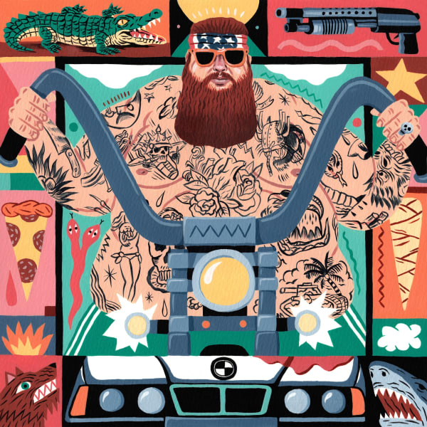 Action Bronson, 2019, acrylic on paper, 30 x 30 cm