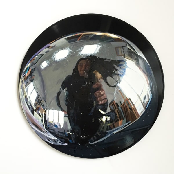 Catherine Barron Swimming with stars Acrylic ink on 12-inch Bakelite record