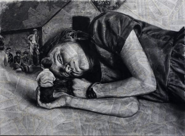 Patrick Redmond Facemaker Soot on assembled paper 120 x 165 cm