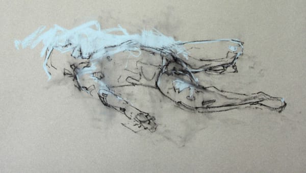 Cian McLoughlin Prone Chalk pastel 15 x 24 inches