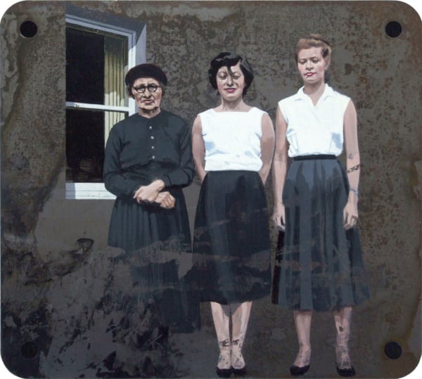 Catherine Barron Ducks in a row Acrylic ink on sheet metal 26 x 29 cm