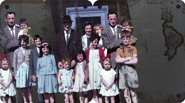 Catherine Barron Extended family Diptych, acrylic ink on sheet metal 26 x 50 cm