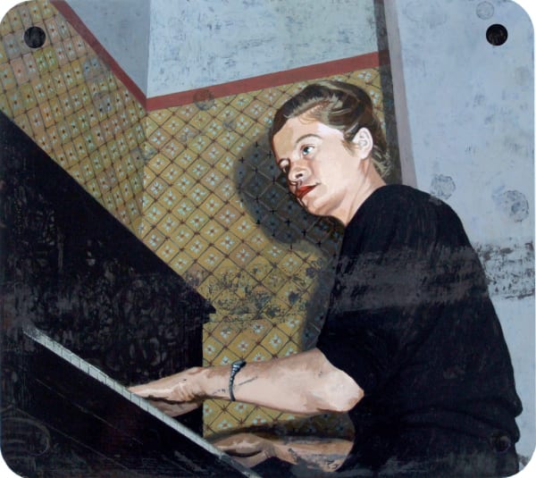 Catherine Barron Piano Acrylic ink on sheet metal 26 x 29 cm