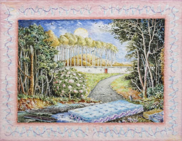 Robert Bates Intrusion into a divine landscape Watercolour 9.6 x 12.5 cm