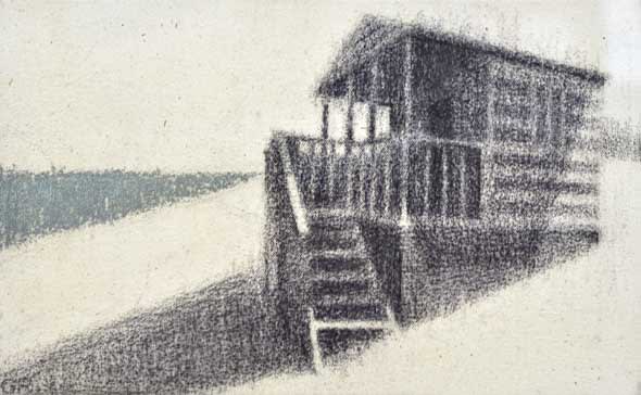 Gareth Reid Hut Charcoal & pastel on canvas 22 x 30 cm
