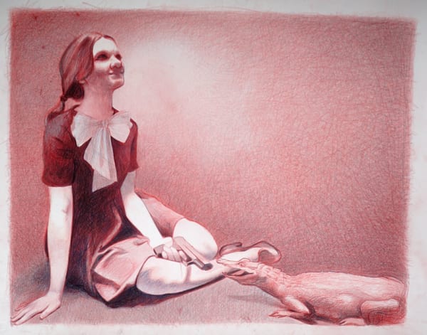 Mercedes Helnwein Dressed for company Coloured pencil on paper 68 x 91 cm