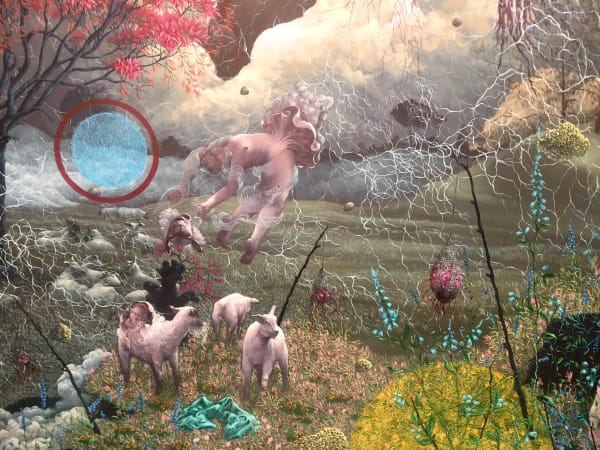 'Untitled (detail)', oil & mixed media on gesso panel, 86 x 120cm