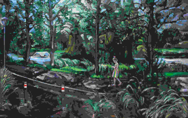 Vera Klute Tolka Valley Park (Girl with Jojo bow), 2020 Oil on board 63 x 100 x 5 cm