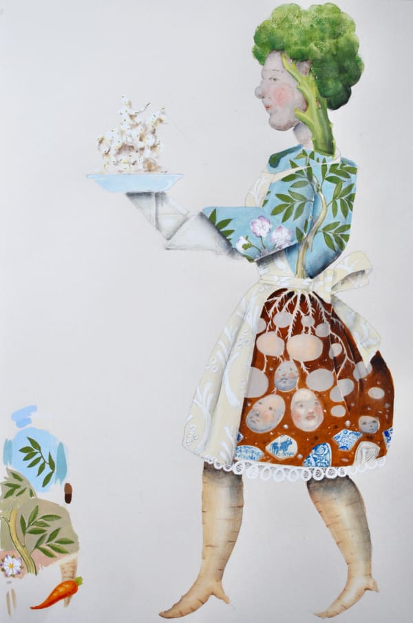 John Kindness Potato woman Gouache on paper 80 x 60cm