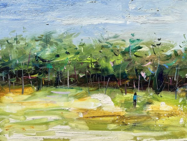 Gabhann Dunne Bog cotton Oil on gesso panel 18 x 24cm