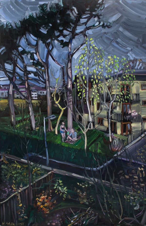 Vera Klute Rear window, 2020 Oil on board 68 x 44 cm
