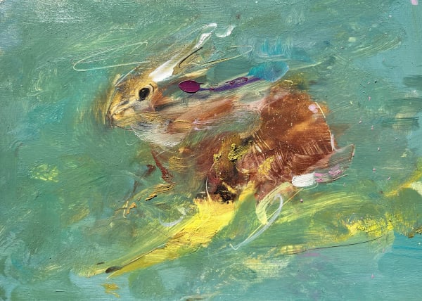 Gabhann Dunne Saint-tree eater Oil on gesso panel 13 x 18cm