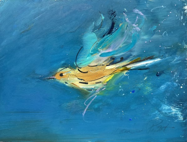 Gabhann Dunne Meadow pipit Oil on gesso panel 15 x 20cm