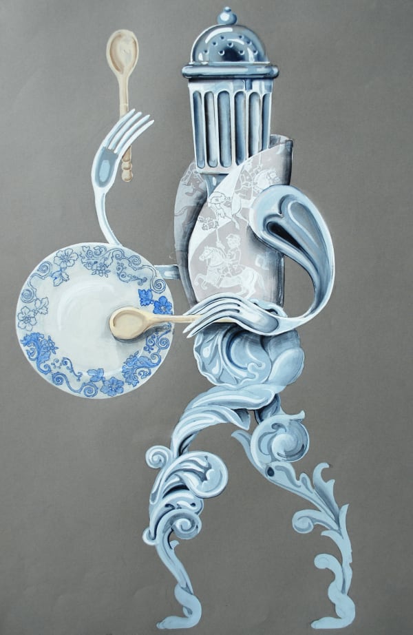 John Kindness Silver Man Gouache on tinted paper 54 x 38cm