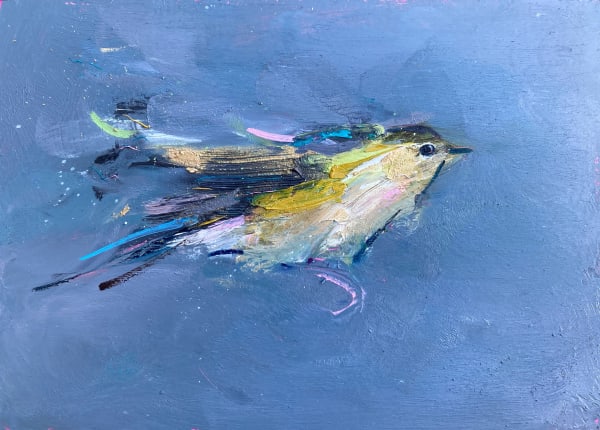 Gabhann Dunne Chiffchaff Oil on gesso panel 13 x 18 cm