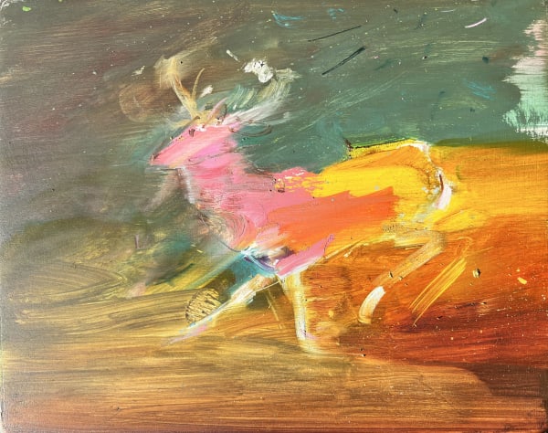 Gabhann Dunne Bog runner Oil on gesso panel 20 x 25cm