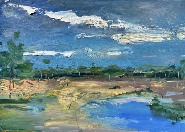 Gabhann Dunne Brendan's postcard Oil on gesso panel 13 x 18cm