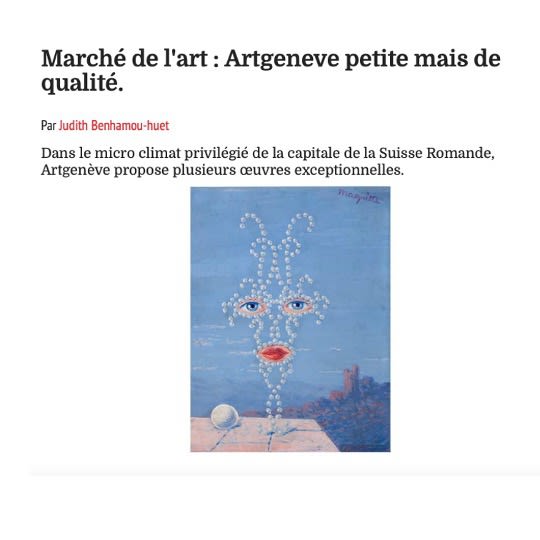 Marché de l'art : Artgeneve petite mais de qualité.