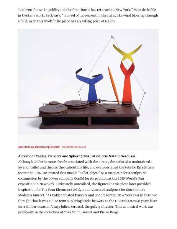 La galerie Natalie Seroussi dans l'article 'Highlights from Tefaf New York Spring'