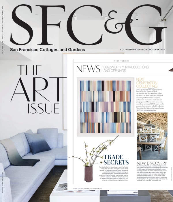 NAVA Contemporary Highlighted by SF Cottages & Gardens: The Art Issue, Next Generation Collecting